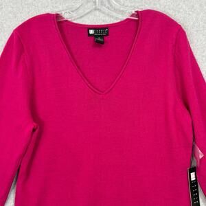 Carole Little 100% Merino Wool Sweater Size M VNeck Old Money Classic Luxury NWT
